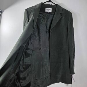 Kasper A.S.L. Women's Spinach Green‎ Silk Blazer Jacket Size 12